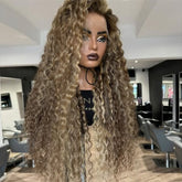 Lace Front Humana Cacheada loira com mechas 70cm 13x4 HD -Michele